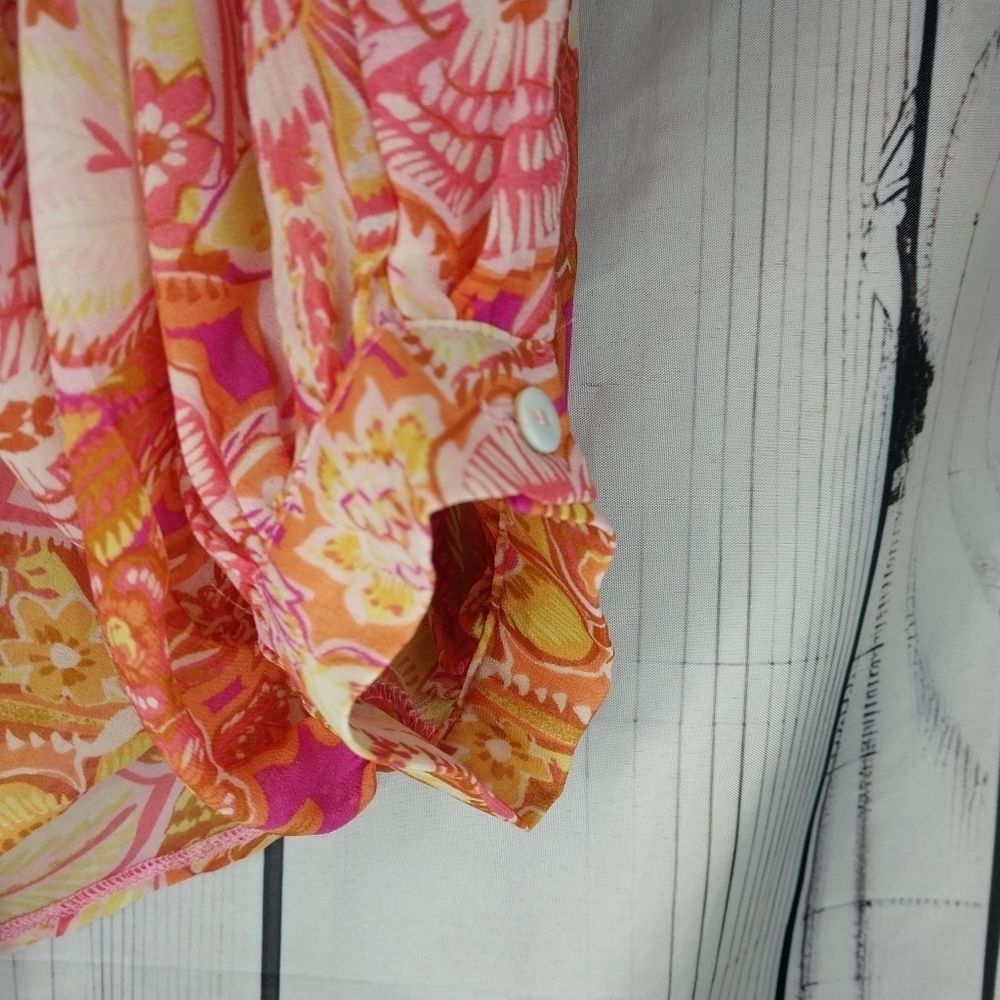 Vici Collection Maggie Floral Chiffon Button Up Hippie Retro 70’s Shirt - Picture 5 of 10
